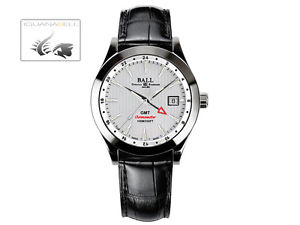Ball Engineer II Chronometer Red Label GMT Watch,  White, Crocodile band, COSC