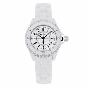 Chanel J12 H0968 Weiss Keramik & Stahl Quartz Damen Armbanduhr