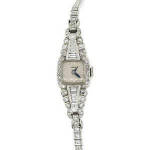 HARVEL Platin Diamant Aufzug Vintage Damenuhr