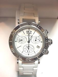 cartier PASCHA  misura 38 acciao ref 3129 cinturino gomma bianca