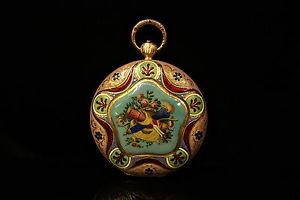 ANTIQUE ORIGINAL PERFECT 18K GOLD PRIOR  ENAMEL LEROY OTTOMAN POCKET WATCH