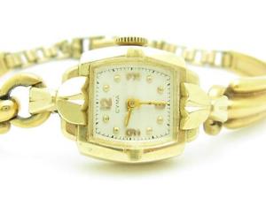 Vintage 14k Yellow Gold CYMA Swiss Made Ladies Estate Solid Link Watch Gift