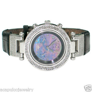 CHRONOTECH MultiColor Mother of Pearl Dial Mens Stainless Diamond Watch PreOwned