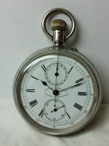 English Watch Co. Chrono-Micrometer Silver Pocket Watch Movement #4164 2605