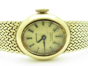 14k Yellow Gold Ermaten 17 Jewels Incabloc Vintage Estate Watch Excellent Cond.