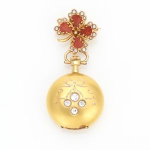 Moser Gold, Diamond and Enamel Pocket Watch