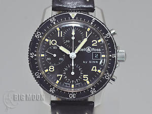 Authentic BELL & ROSS BYSINN-103 Chronograph Black Aviation Wristwatch Watch