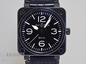 RARE! Authentic BELL & ROSS Carbon BR01-92 Ceramic Black Wristwatch Watch