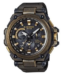 NEW G-SHOCK MT-G GPS WAVE CEPTOR HYBRID AGED GOLD AND BLACK MTGG1000BS-1A