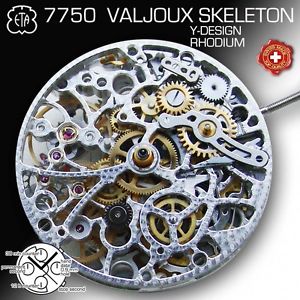MOVEMENT ETA VALJOUX 7750, AUTOMATIC CHRONO, SKELETON MODIFIED, Y- DESIGN, RH