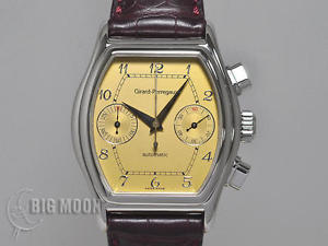 GIRARD PERREGAUX Orange Dial SS Richeville Automatic Chronograph Wrist Watch