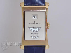 Men's CHRONOSWISS Digiteur MSA CH1371R Pink Gold Silver Dial Navy Wrist Watch