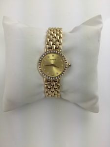 LADIES 14K YELLOW GOLD .50 CARAT DIAMOND BEZEL  PANTHER BRACELET WATCH