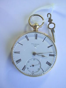 1857 TRIPLE SIGNED 18K GOLD JOHN HUTTON LONDON #887 POCKET WATCH FUSEE 20 LIGNE