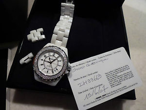 CHANEL MONTRE J12 AUTOMATIC AVEC DIAMANTS BRACELET CERAMIQUE BLANCHE + COFFRET