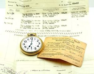 HAMILTON 992B RR MODEL 5 21J 16 S US GOVT MILITARY ISSUED POCKET WATCH + PAPERS