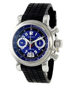 Graham Grand Silverstone Steel  Case Blue / Blk Dial GMT Flyback