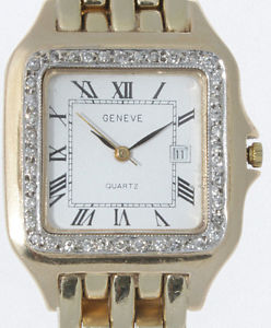 14K YELLOW GOLD & DIAMOND GENEVE UNISEX WATCH 28MM