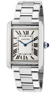 Cartier Solo Tanque W5200014 Acero Inoxidable Cuarzo Para Dama Reloj Pulsera