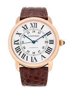 Cartier Ronde Solo W6701009 18k Oro Rosa Automatico Orologio Da Uomo