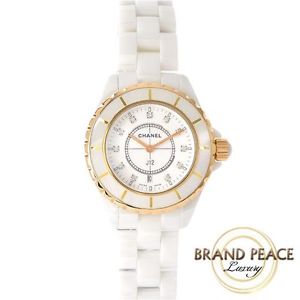 Chanel J12 33 mm ladies white ceramic 11 P Diamond Bezel RG H2181 quartz