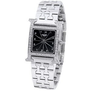 Authentic Hermes H Watch Diamond HH1.230 Quartz Watch F/S #94