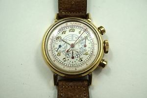 MOVADO CHRONOGRAPH RARE SOLID YELLOW GOLD 14K VINTAGE DATES 1940'S 33 MM BUY NOW