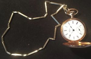 Antique 14K Solid Gold Elgin Pocket Watch w/ Diamonds, Comes w/ 14K Gold  Chain