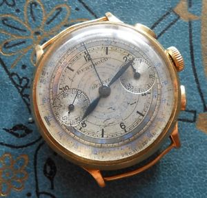 1930 18K Gold Vintage Swiss watch Chronograph BERTHOUD Universal Geneve cal. 385