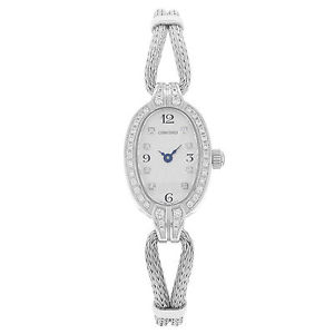 Concord 18k White Gold Fabrik Diamant Lünette Quarz Damenuhr