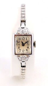 Hamilton 14k White Gold Diamond Ladies 14.5mm Wrist Watch w/ Diamond Band 15g