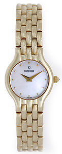 Ladies Concord 14k Gold Mother-of-Pearl Quartz Watch with Box & Papers
