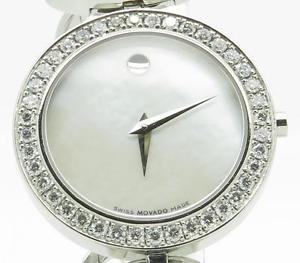 Movado Ono Mother of Pearl Diamond Ladies steel Bracelet Quartz Watch 30mm