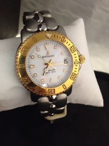 Bertolucci Automatic Divers Date Watch Gold Bezel White Dial New 624