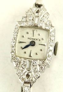 Ladies Antique Estate .900 Platinum  1.48cts Diamond Art Deco Wrist Watch