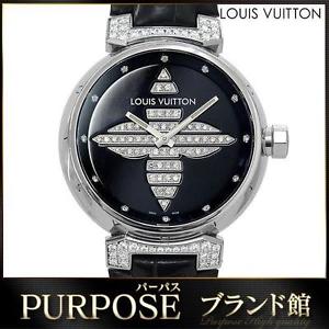 Authentic LOUIS VUITTON Tambour Forever Glamour DIAMOND Leather GM Wristwatch