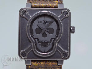 RARE Authentic BELL & ROSS Aviation BR01-92 Airborne 2 Skull Wristwatch Watch