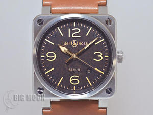 Authentic BELL & ROSS BR03-92 GOLDEN HERITAGE-CA Black Aviation Wristwatch Watch