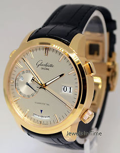 Glashutte Senator Diary 18k Rose Gold Alarm Watch Box/Papers 100 13 01 01 04