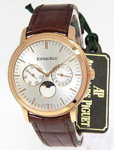 Audemars Piguet Jules 18k Rose Gold Moon Calendar Mens Watch Box/Books 26385OR