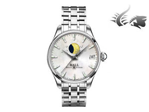 Ball Trainmaster Moon Phase Ladies Automatic Watch, Ball RR1801, NL3082D-SJ-WH