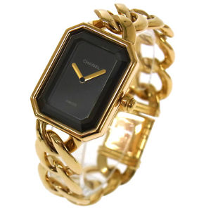 Auth CHANEL Vintage CC Logos Premiere Wristwatch 18K Quartz Swiss Made LP14651