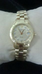Jules Jurgensen 14K Solid Gold Lady President Watch 10  Diamonds 51.69 grams TW