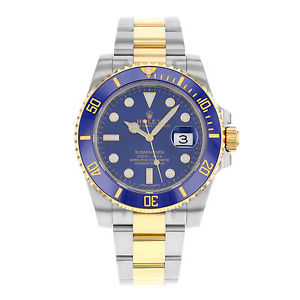 Rolex Submariner 116613 blu Acciaio & 18K Giallo Oro Automatico Orologio Da Uomo