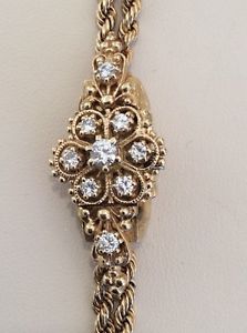 Vintage Peek-a-Boo Diamond Gold Rope Watch