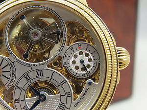 STUHRLING ORIGINAL TOURBILION LIMITED EDITION GOLD TONE mechanical WATCH