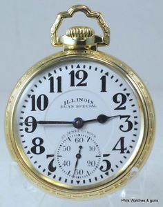 23J Illinois Bunn Special 60 Hr 163A Railroad Pocket Watch 14K Gold Filled Case3