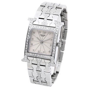 Authentic Hermes H Watch Diamond HH1.230 Quartz Watch F/S #98