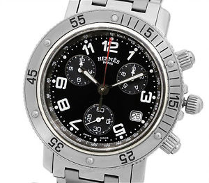 Authentic Hermes Clipper Diver Chrono CL2.910 Quartz Watch F/S #110
