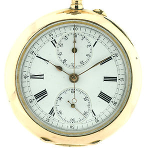Chronograph Taschenuhr in 750/18k Gold 101,8g, 52,5mm,  wohl Dürrstein Dresden